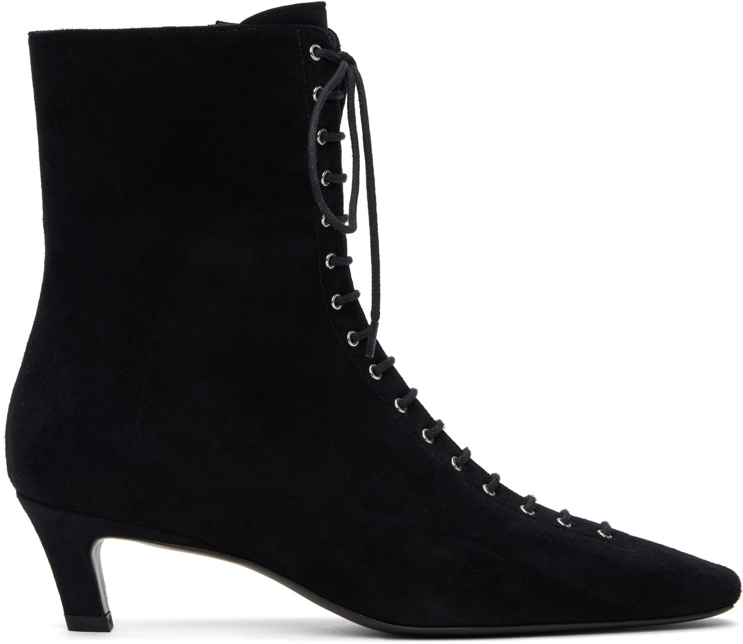 Modni dodatki TOTEME TOTEME Suede Lace-Up Ankle Boots Črna | 252-WAS0209-LE0012, 0