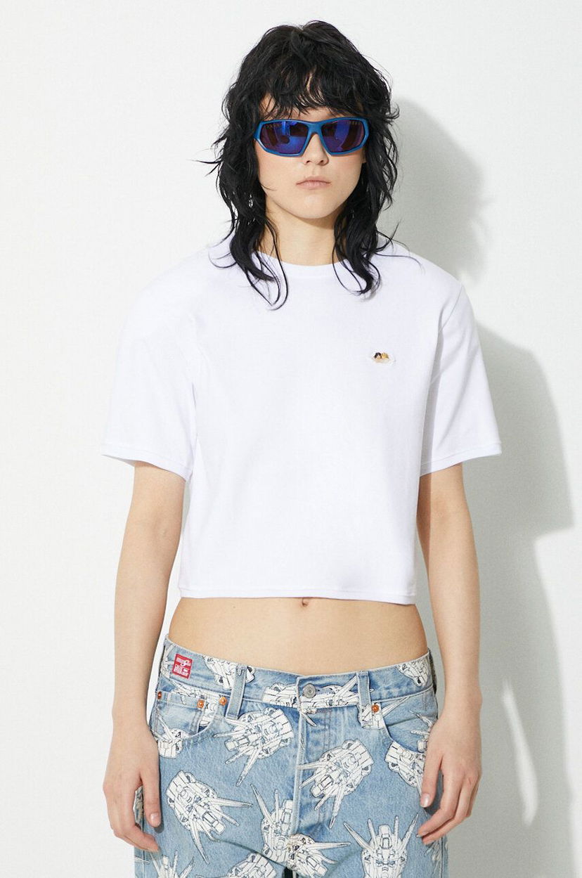 Krop-top Fiorucci Fiorucci Angel Patch Padded Cropped T-Shirt Bela | M01FPTSH095CJ03WH01