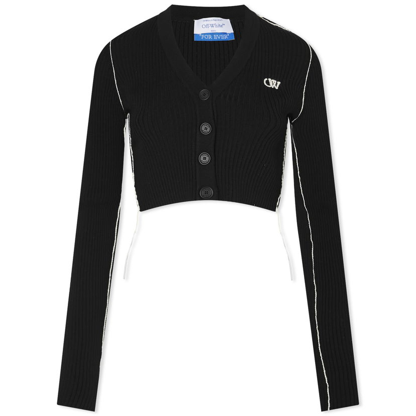 Pleteni pulover Off-White Outline Crop Cardigan Črna | OWHB029C99KNI0011017