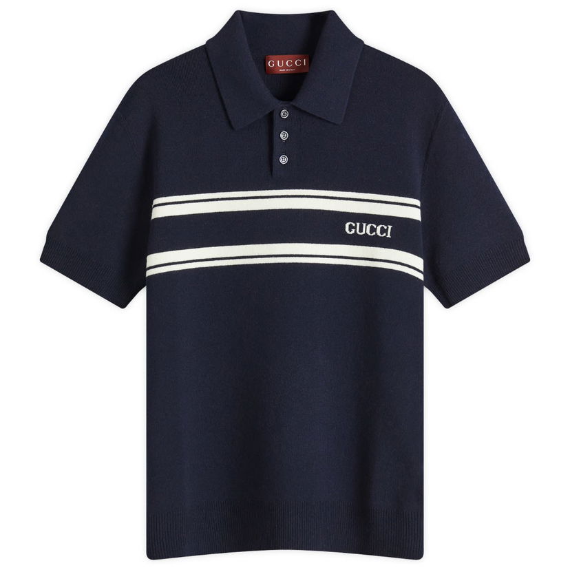 Polo majica Gucci Striped Knitted Polo Mornarica | 795342-XKD5J-4144