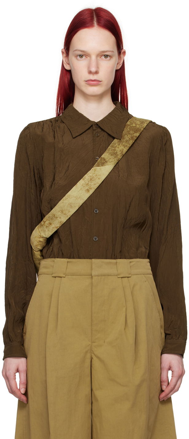 Srajce LEMAIRE Lemaire Gathered Long Sleeve Blouse Rjava | TO1221 LF1024