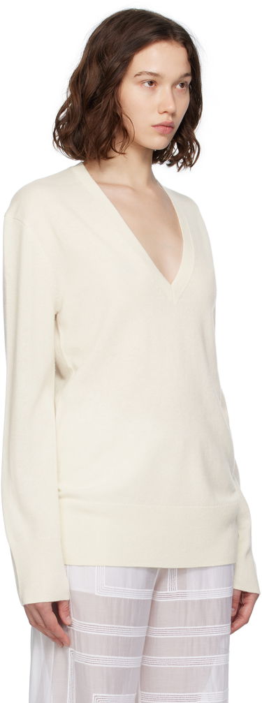 Pleteni pulover TOTEME TOTEME Cashmere V-Neck Knit Sweater Bela | 252-WRT0521-YA0016, 1