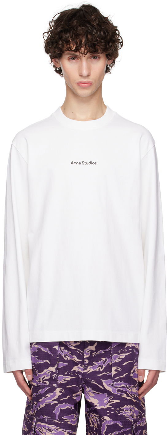 Majica Acne Studios White Printed Logo Long Sleeve T-Shirt Bela | CL0270-