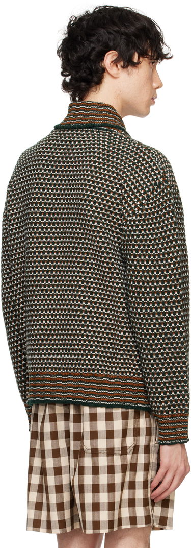 Pleteni pulover Bode Bode Schenectady Zip-Up Knit Sweater Zelena | MRF24KT018, 2