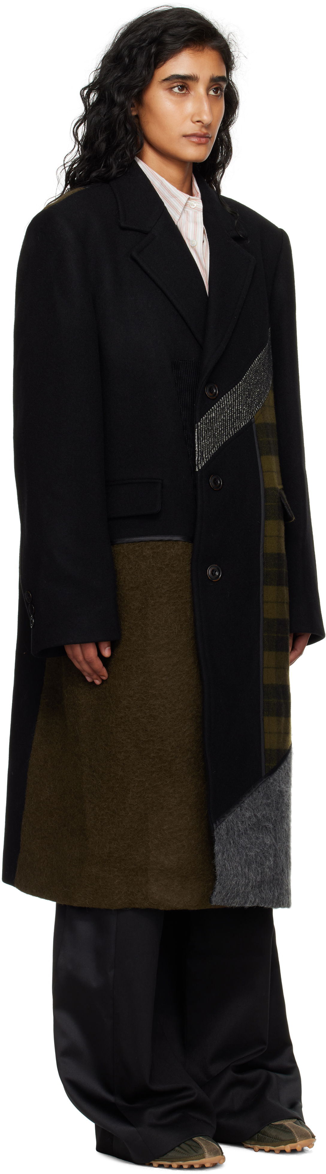 Plašči Andersson Bell Andersson Bell Patchwork Wool Coat Črna | awa709m, 1