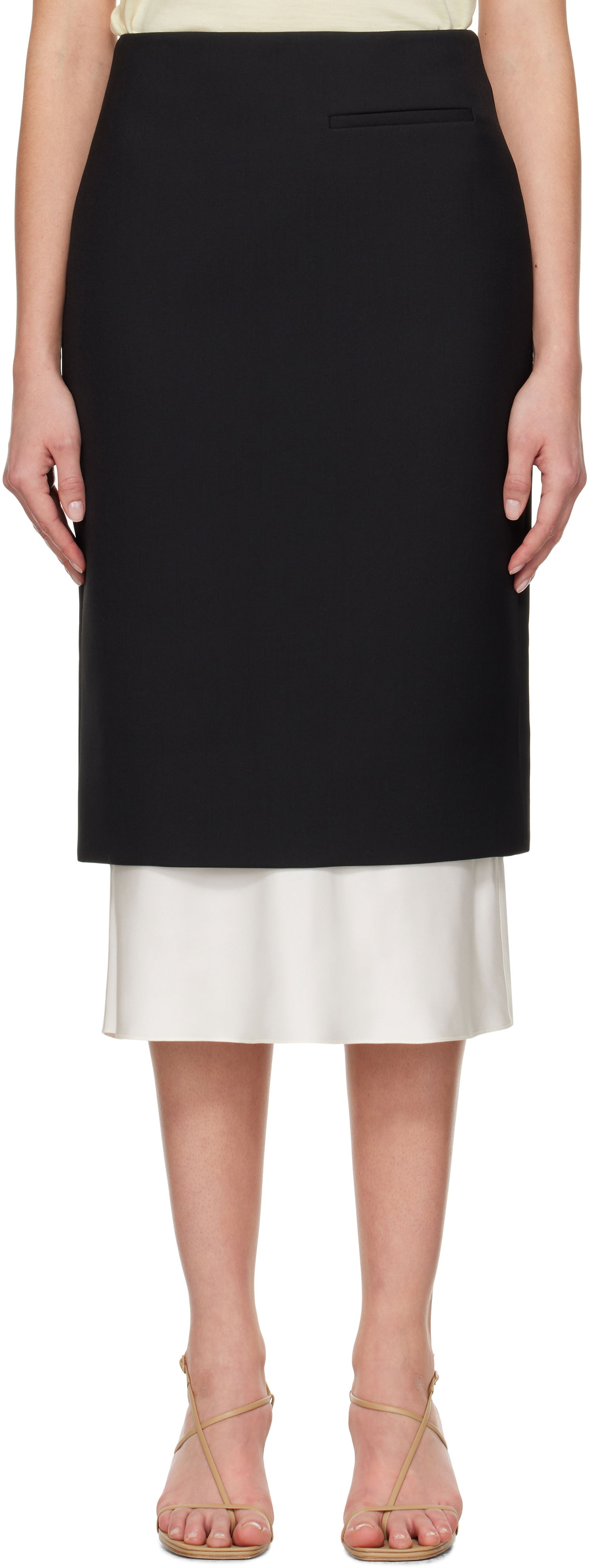 Krila Róhe Róhe Contrast Pencil Midi Skirt Črna | 414-32-049, 0