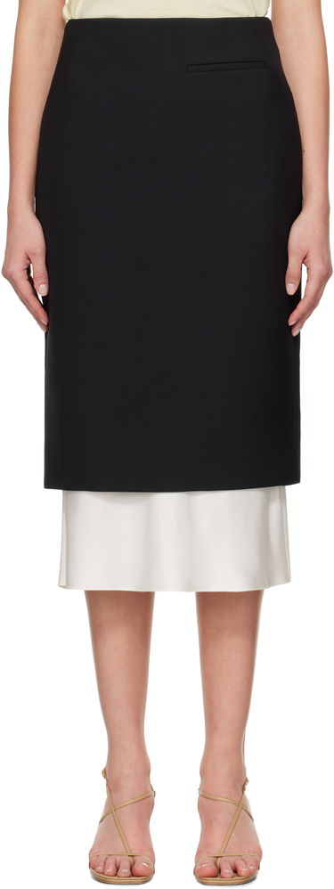 Krila Róhe Róhe Contrast Pencil Midi Skirt Črna | 414-32-049, 0
