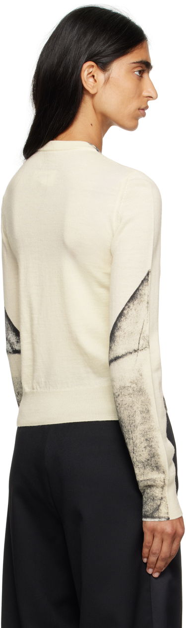Pleteni pulover Maison Margiela MM6 Maison Margiela Folded Printed Cardigan Bež | S52HP0031 M13129, 2