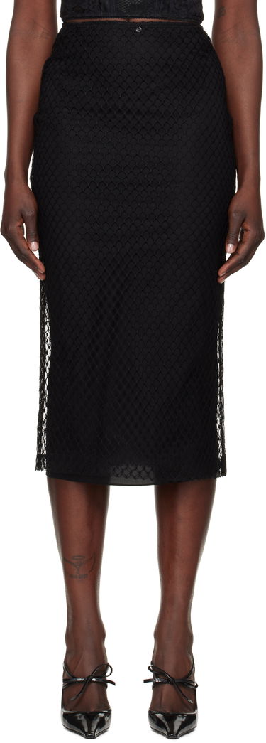 Krila Dolce & Gabbana Mesh Pencil Midi Skirt Črna | F4C0CT HLM83, 0