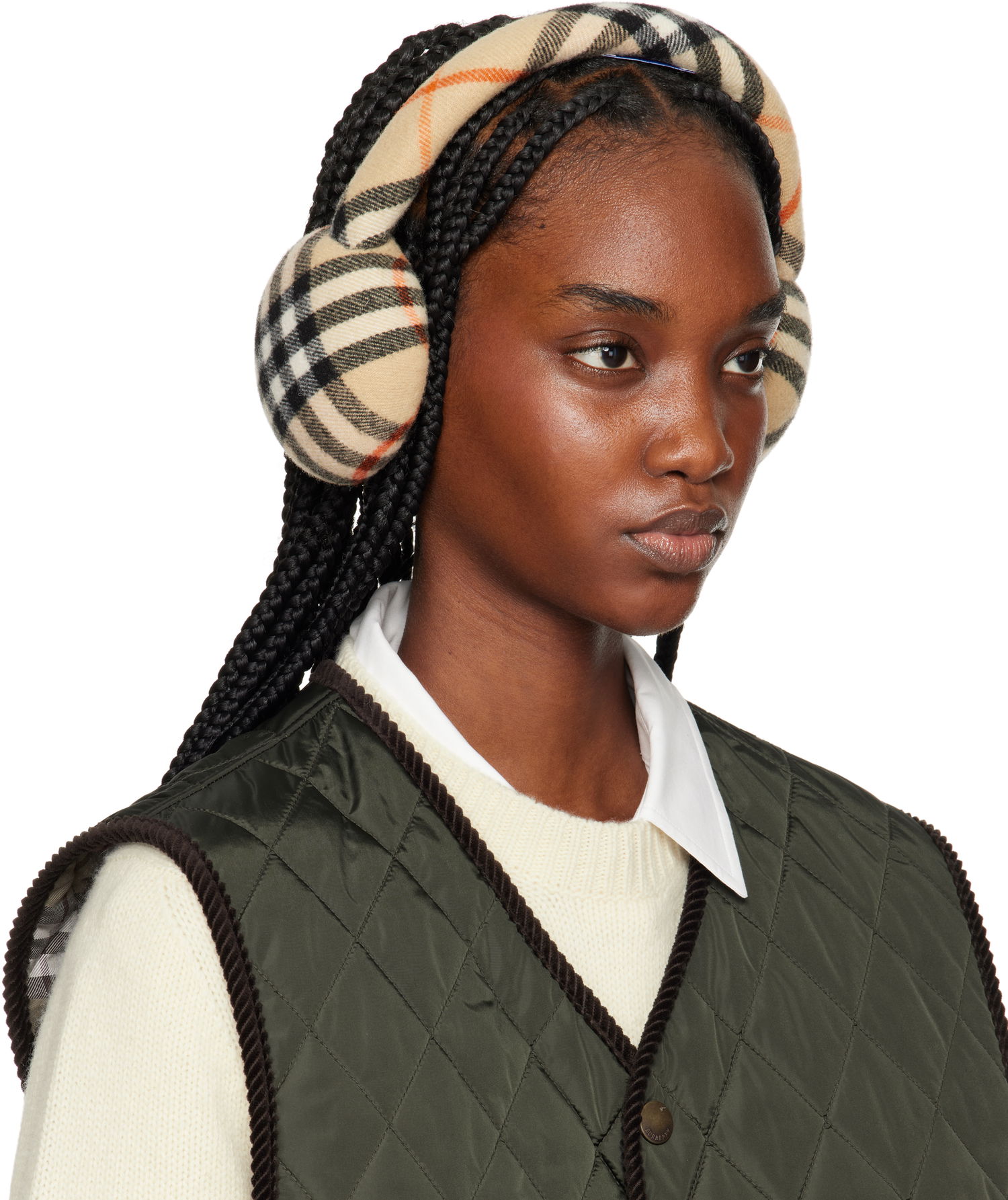 Šala Burberry Burberry Check Wool Earmuffs Bež | 8105109, 1