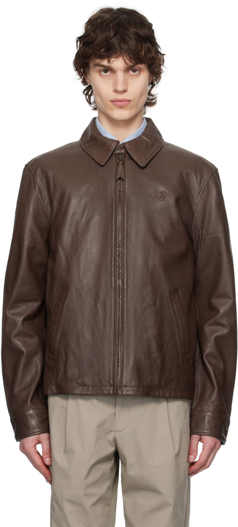 Jakna Polo by Ralph Lauren Polo Ralph Lauren Zip Leather Jacket Rjava | 710671431002