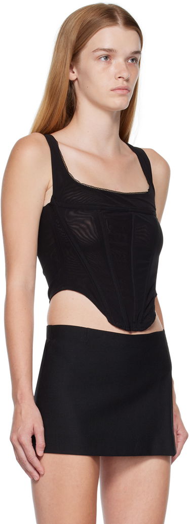 Majica brez rokavov Miaou Miaou Campbell Mesh Corset Tank Top Črna | 7020-CL-BLM, 1