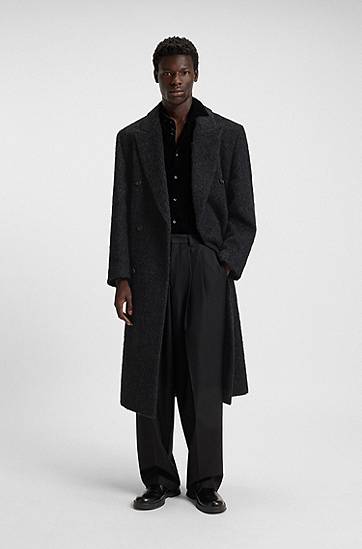 Plašči BOSS Double-breasted relaxed-fit coat with wool and alpaca Črna | 50549270, 1