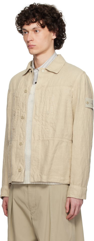 Plašči Stone Island Stone Island Diagonal Linen Overshirt Bež | K1S15 1200010 S00F8, 3