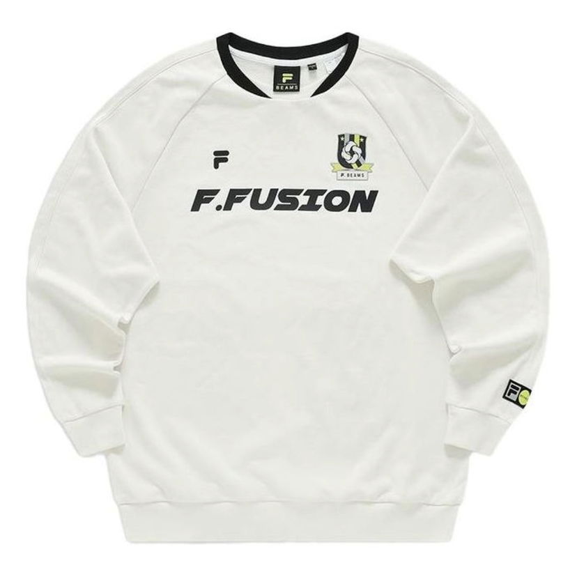 Pleteni pulover FILA FUSION x BEAMS Letter Printed Sweatshirt Bela | T11U349203F-IV