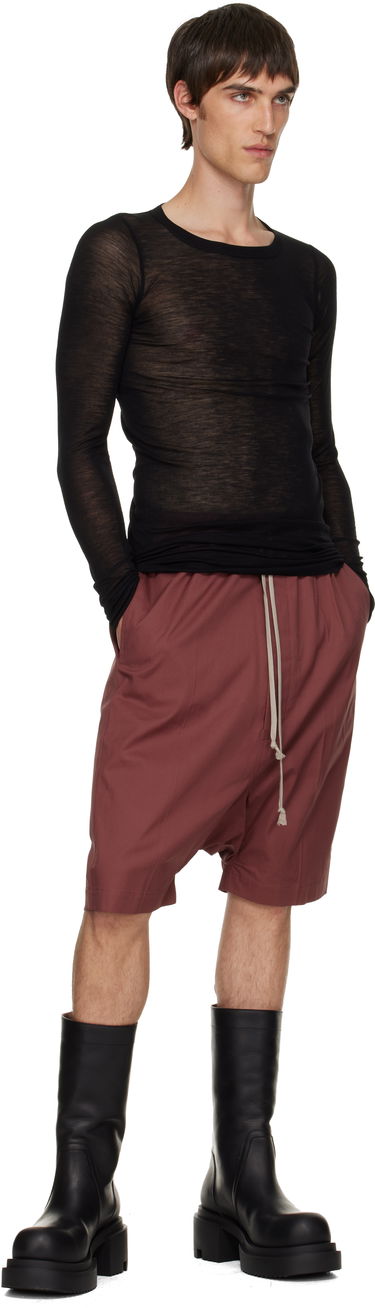 Majica Rick Owens Rick Owens Concordians Rib LS Sheer T-shirt Črna | RU02E1250 RJWR, 3