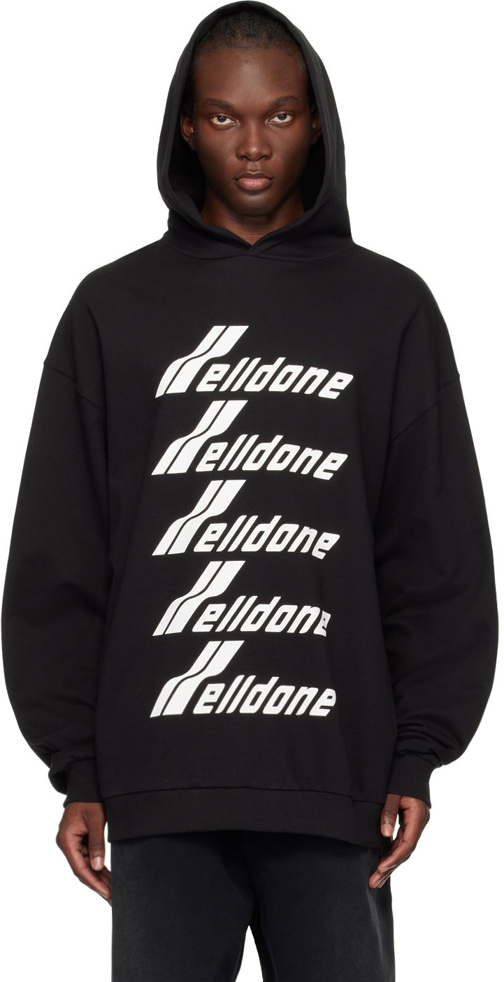 Pulover We11done Printed Hoodie Črna | WD-TH3-22-729-U-BK