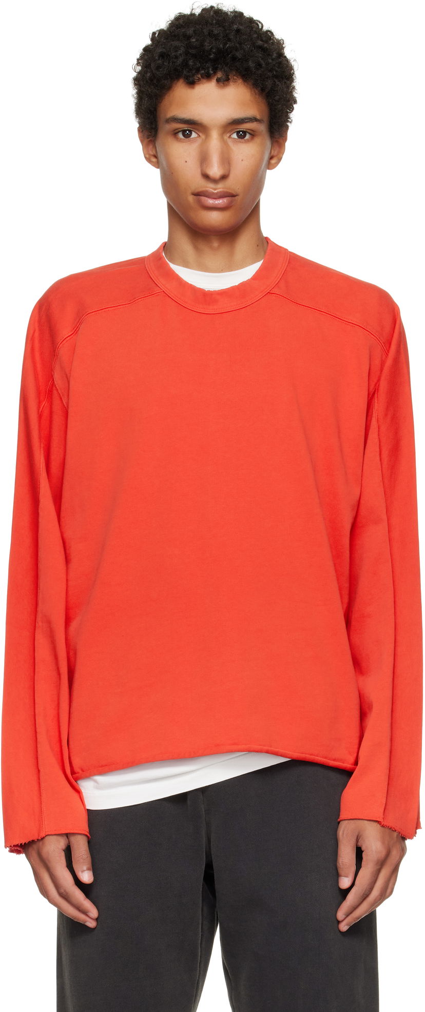 Majica Entire Studios Heavy Raglan Raw-Edge Long Sleeve T-shirt Oranžna | ES2486CH