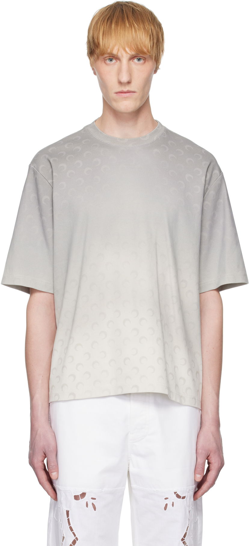 Majica Marine Serre Marine Serre Moon Faded Loose Fit T-Shirt Siva | UTT001A CJER0070