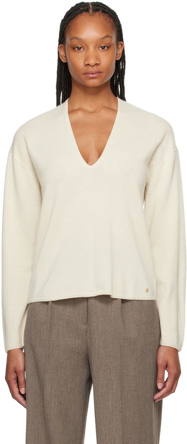 Pleteni pulover Anine Bing ANINE BING Athena V-Neck Sweater Bež | A-09-0332-120, 0