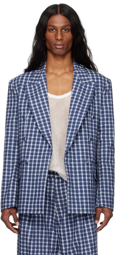 Jakna ERL ERL Check Double-Breasted Blazer Modra | ERL10J038, 0
