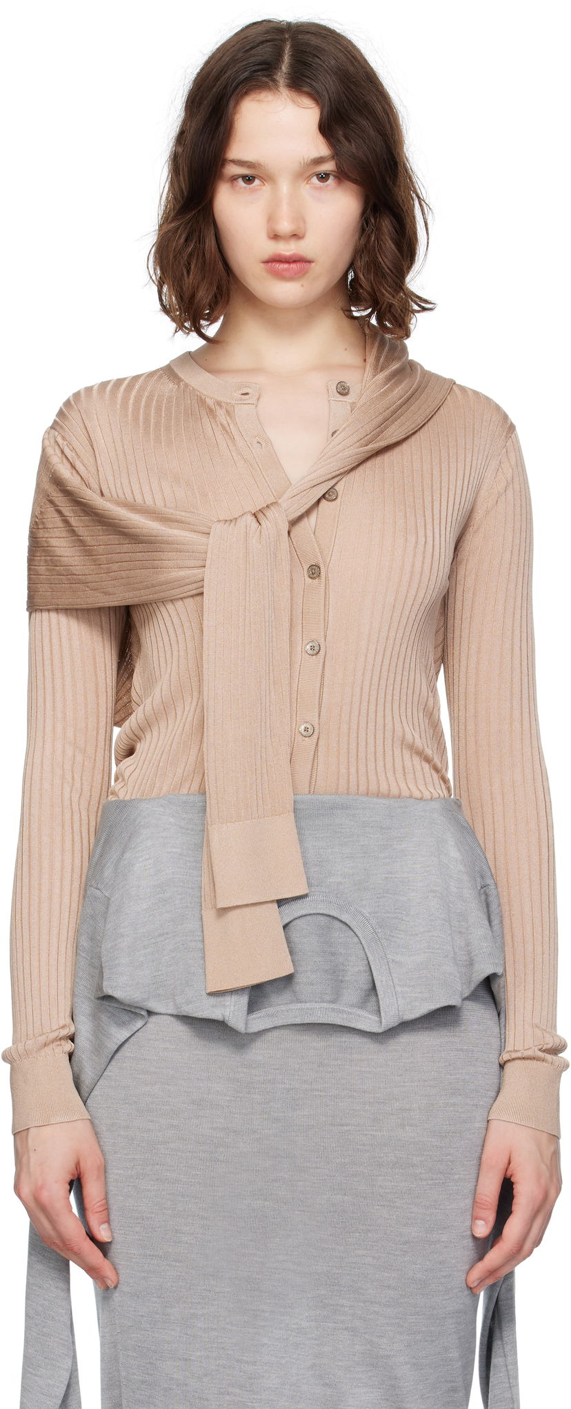 Pleteni pulover Acne Studios Acne Studios Knit Cardigan Bež | A60578-