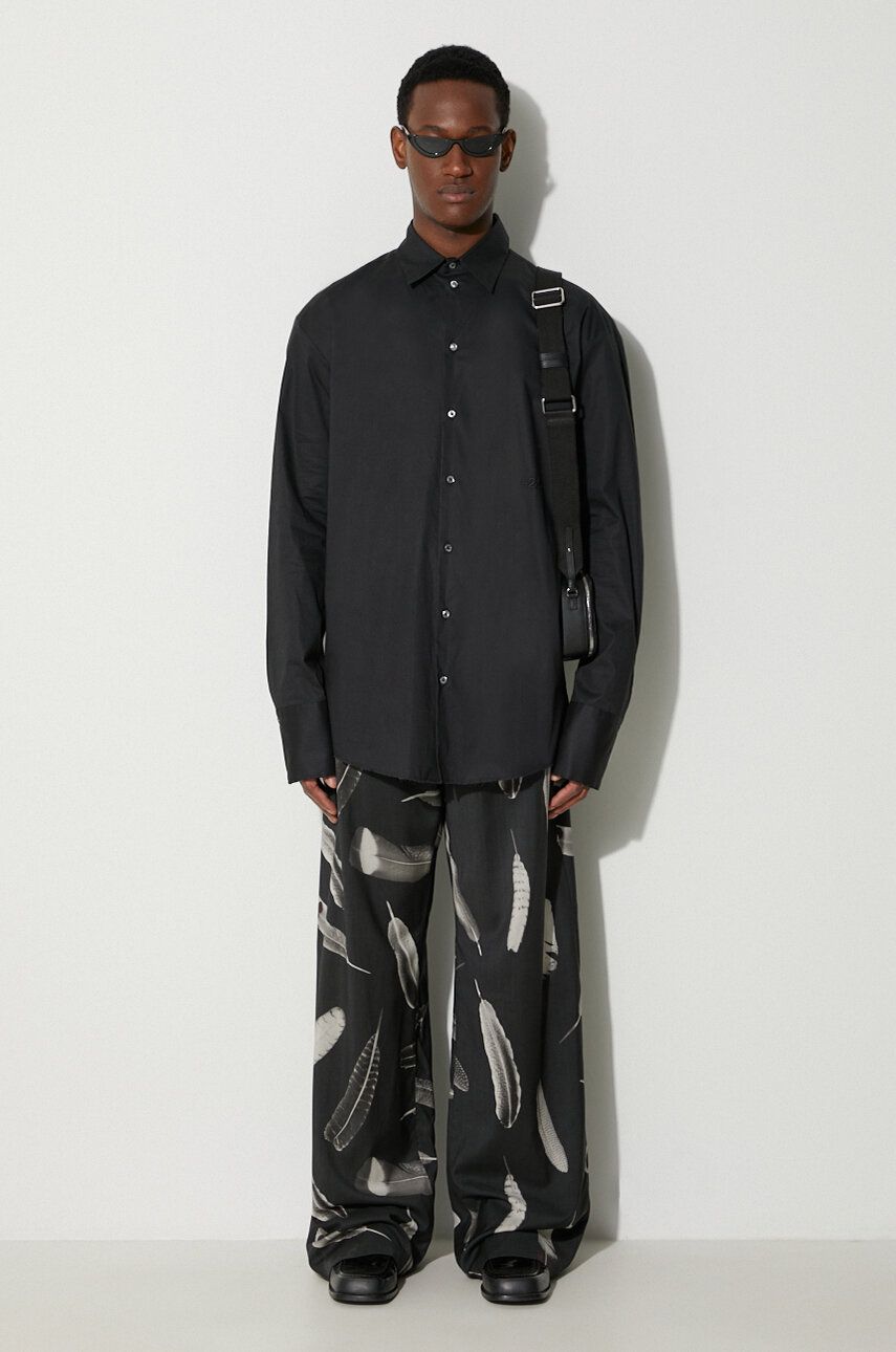 Hlače Marcelo Burlon Feathers Trousers Črna | CMCA187F23FAB0031001, 1