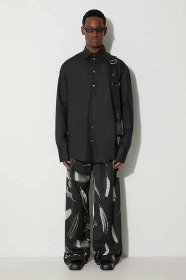 Hlače Marcelo Burlon Feathers Trousers Črna | CMCA187F23FAB0031001, 1