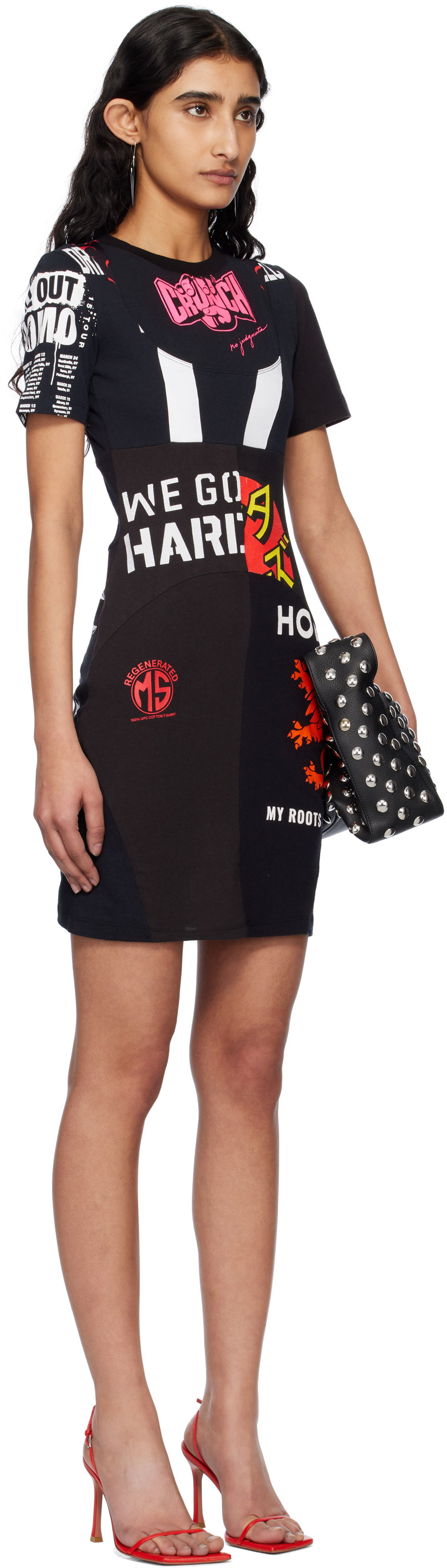 Obleke Marine Serre Marine Serre Upcycled Graphic T-Shirt Minidress Črna | WDR230A UJER0003, 1