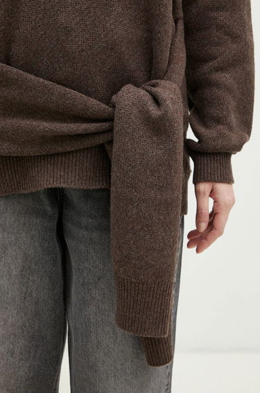 Pleteni pulover JW Anderson JW Anderson Draped Tie Front Jumper Rjava | KW1263.YN0384.958, 3