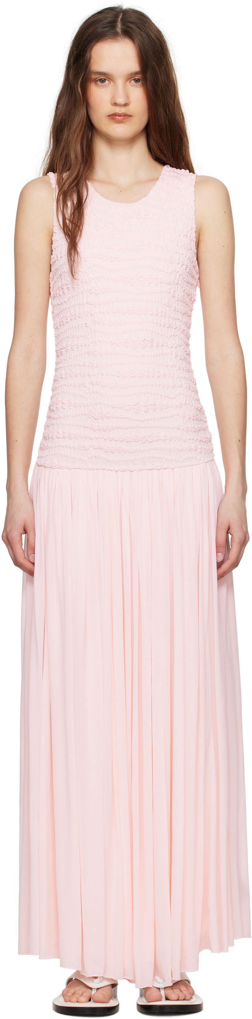 Obleke Jil Sander Jil Sander Shirred Maxi Dress Roza | J02CT0475_J20266