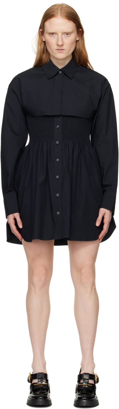 Obleke Alexander Wang Smocked Minidress Črna | 4WC2246263