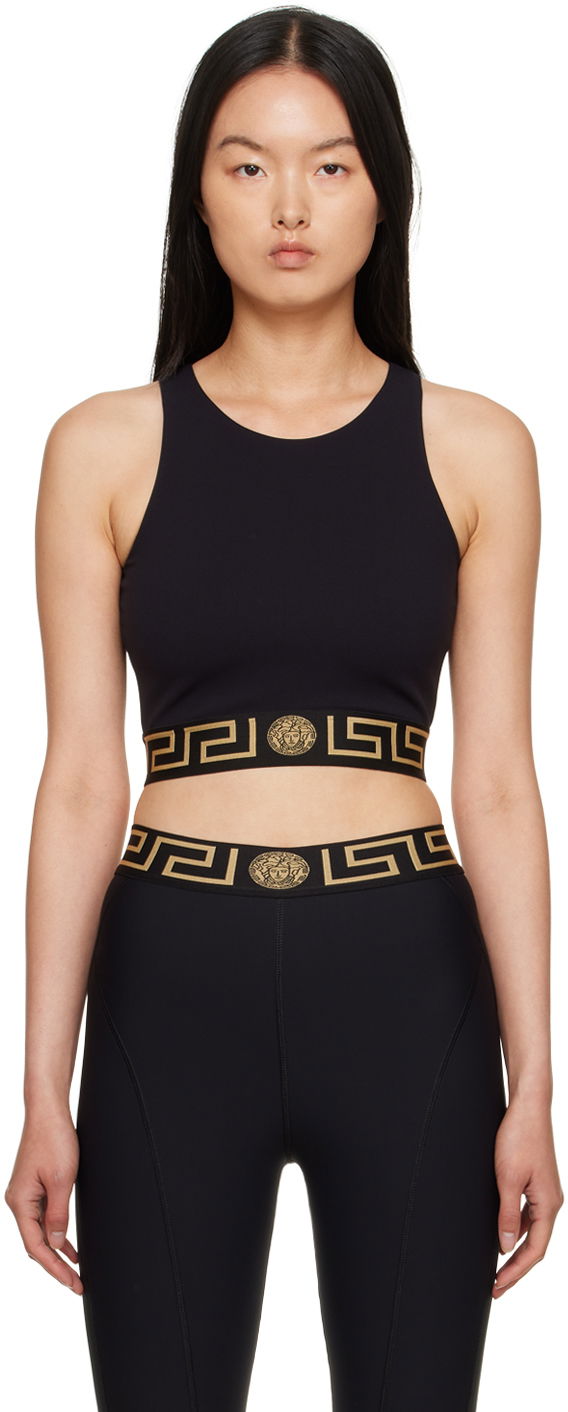 Majica brez rokavov Versace Designer Greca Sports Bra Črna | 1010783_1A07909