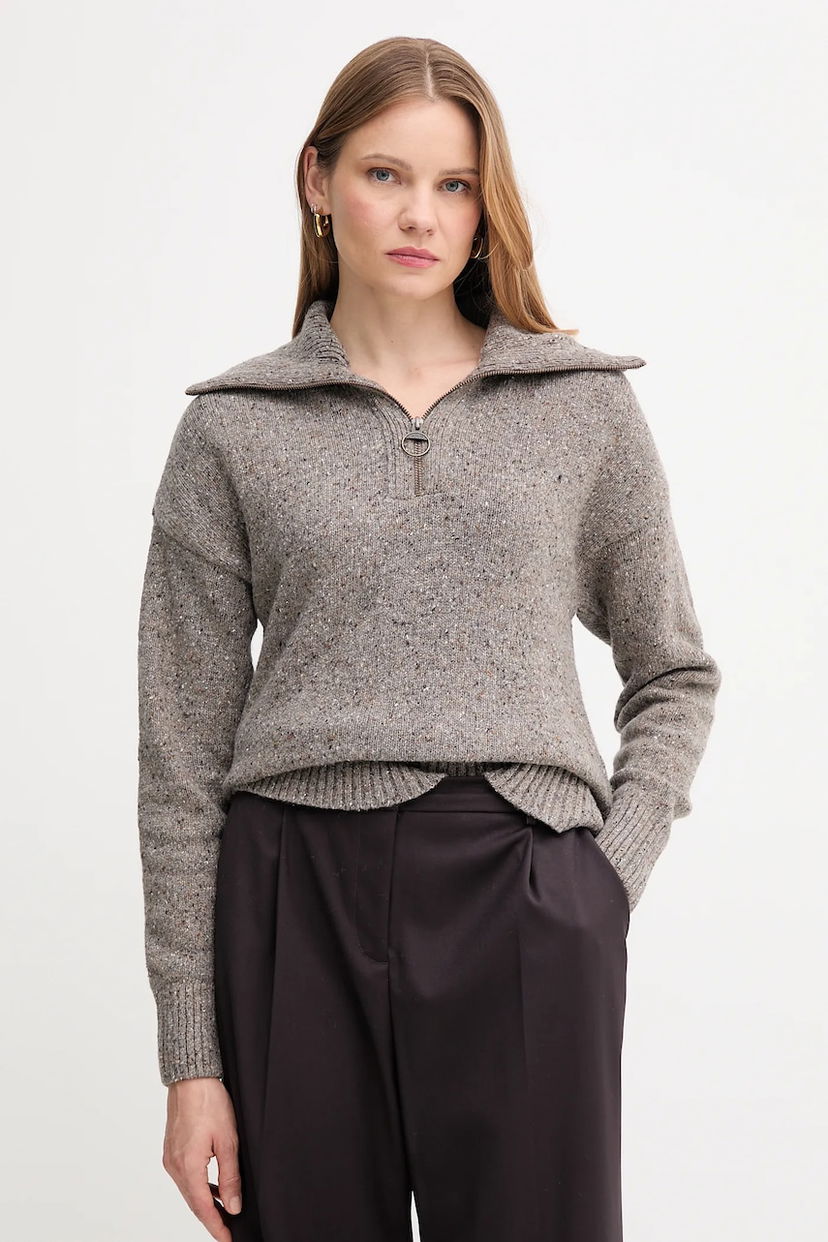 Pleteni pulover Barbour Barbour Half Zip Knit Sweater Siva | LKN1579
