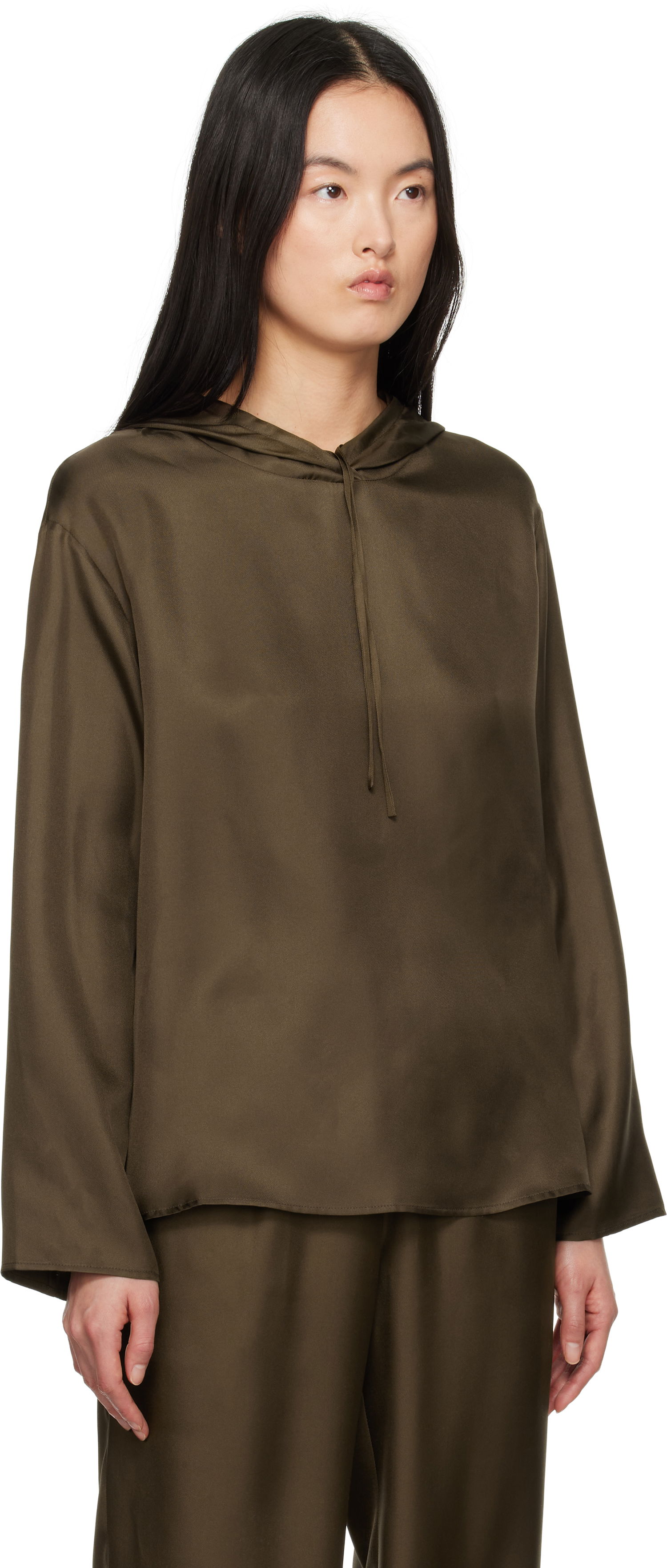 Pulover Loulou de Saison Loulou de Saison Nuka Silk Hoodie Zelena | NUKA, 1