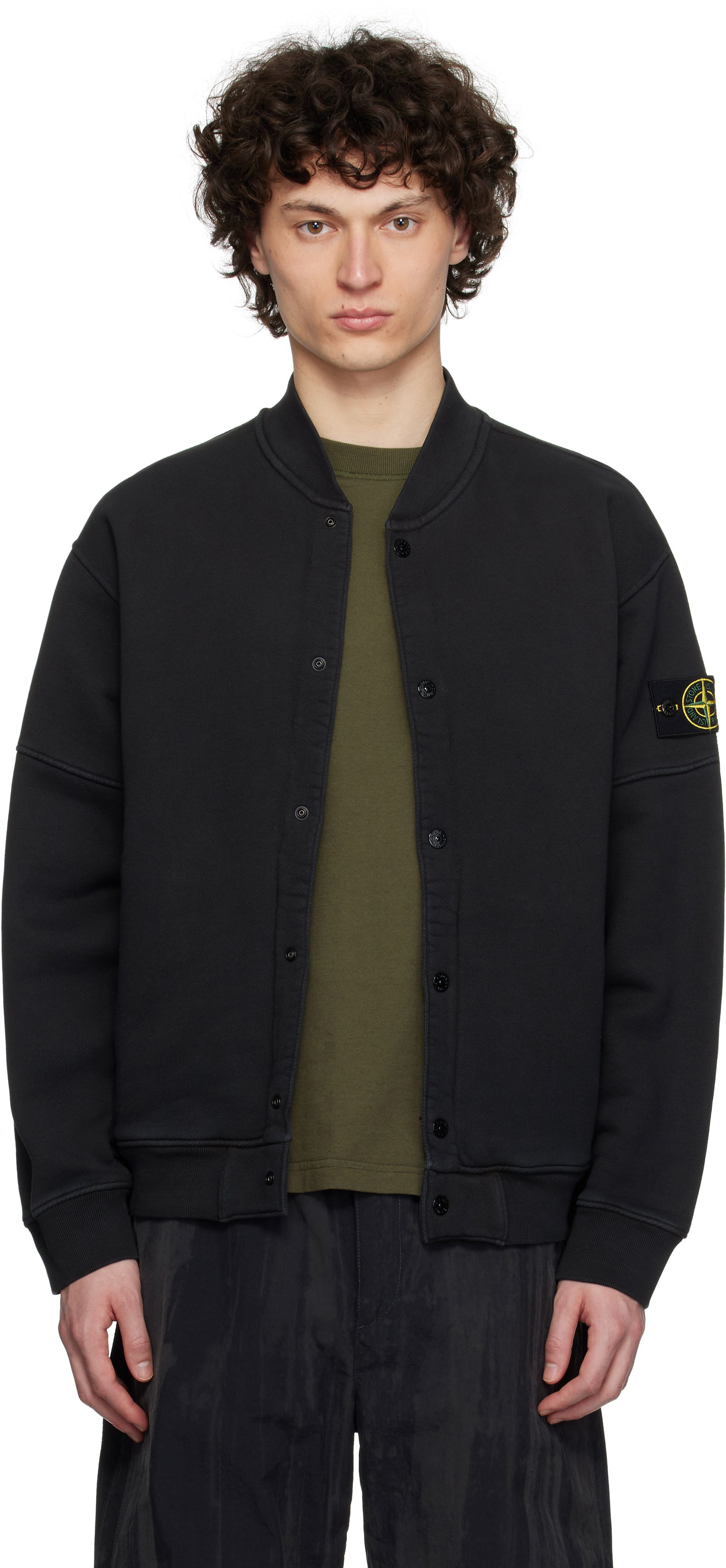 Bomber jakna Stone Island Stone Island Diagonal Fleece Old Effect Bomber Jacket Črna | K1S15 6100034 S0045, 0