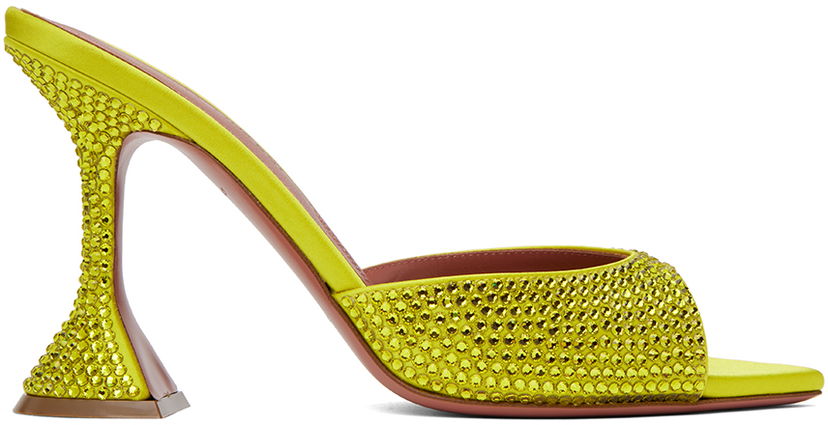 Modni dodatki Amina Muaddi Amina Muaddi Caroline Crystal Heeled Sandals Rumena | CAROLINE CRYSTAL SLIPPER CL HEEL