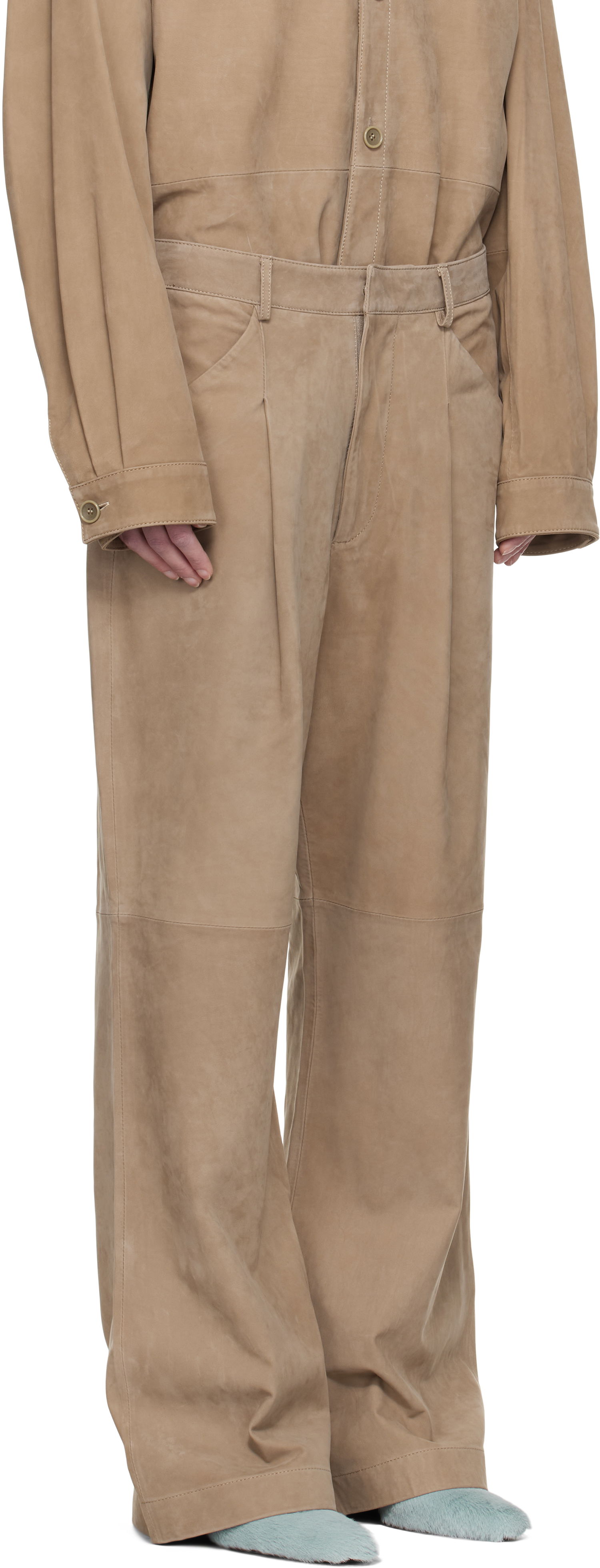 Hlače Entire Studios Entire Studios DC Suede Trousers Bež | ES2668SS, 1