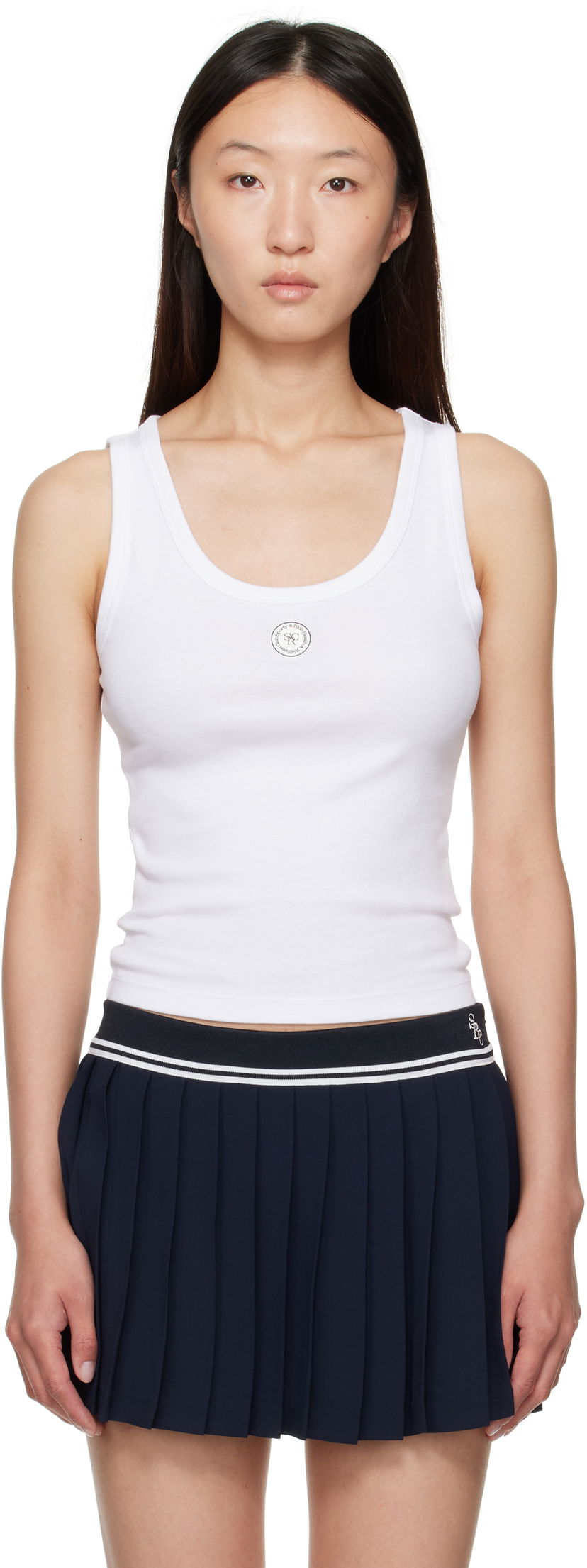 Majica brez rokavov Sporty & Rich Sporty & Rich Baby Rib 'SRHWC' Tank Top Bela | TO081600305WH01