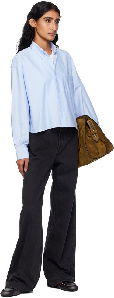 Srajce A.P.C. A.P.C. Sophia Cropped Oxford Shirt Modra | COECK-F12632, 3