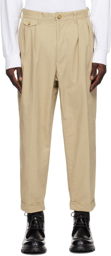 Hlače BEAMS BEAMS PLUS 2 Pleats Twill Trousers Bež | 38230097874, 0