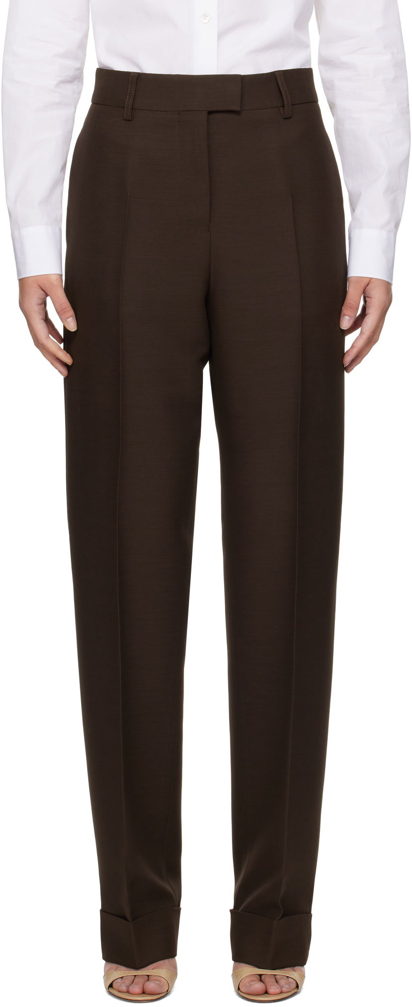 Hlače FERRAGAMO Turn Up Trousers Rjava | 780901