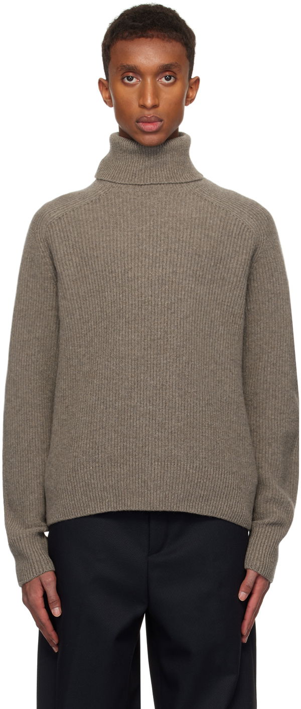 Pleteni pulover BOSS Recycled Wool Turtleneck Siva | 50527439