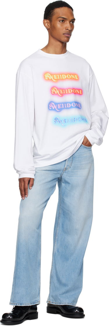 Majica We11done We11done Neon Logo Long Sleeve Tee Bela | WD-TT2-25-754-U-WH, 3
