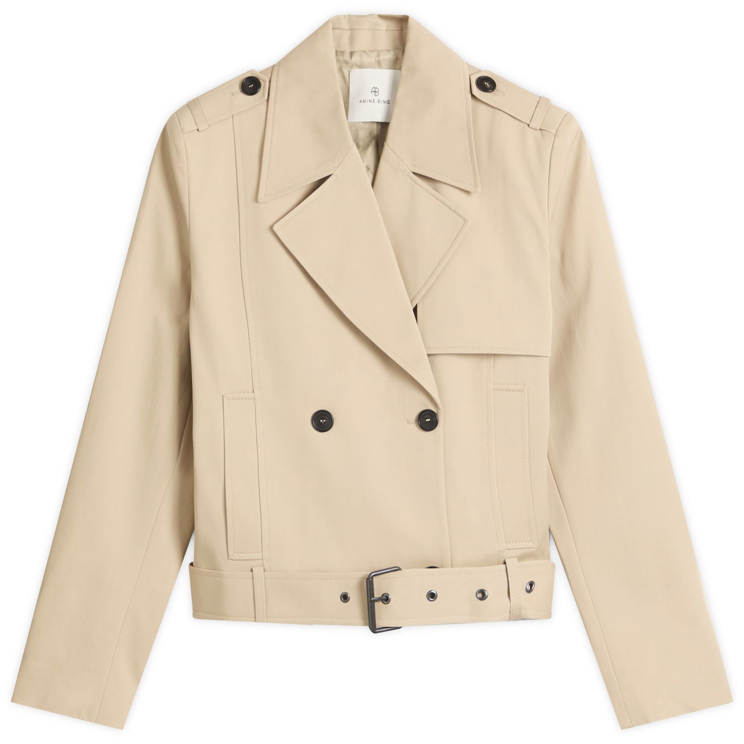 Trenčkot Anine Bing Anine Bing Greer Cropped Trench Coat, Size Large Bež | A-01-11177-OMA10, 0