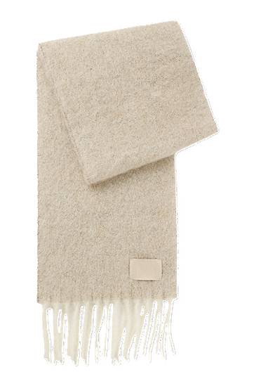 Šala BOSS Italian-made fringed scarf with wool and alpaca Bež | 50551696