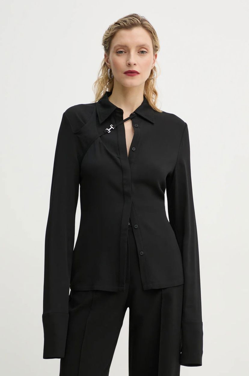 Srajce HELIOT EMIL Heliot Emil Regular Fit Shirt with Classic Collar Črna | AW24.W.05.056.BLK01