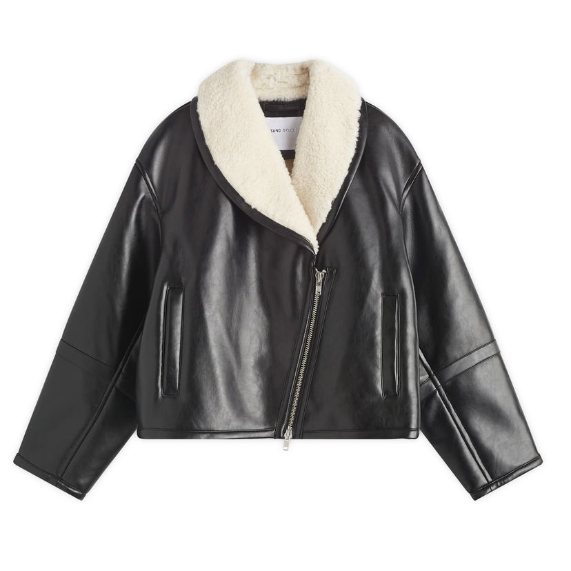 Plašči STAND STUDIO Faux Fur Shearling Coat Črna | 66325-9132-89100