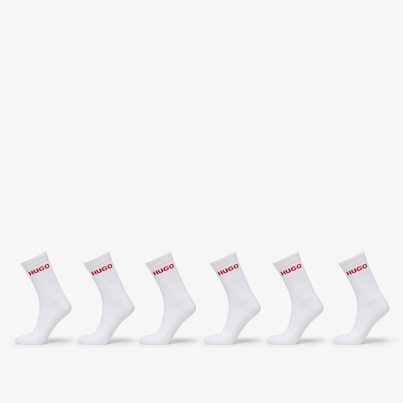 Nogavice BOSS Hugo Rib Logo Sock 6-Pack White Bela | 50510187-100