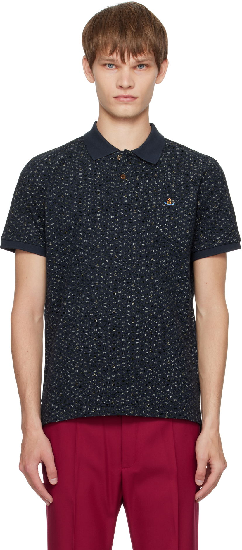 Polo majica Vivienne Westwood Vivienne Westwood Classic Polo Mornarica | 2H01000P-J009Q-